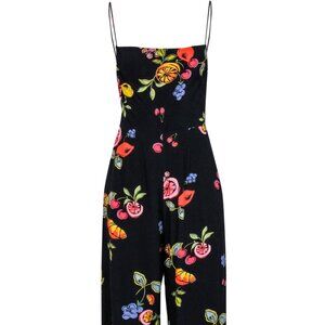 ASTR the Label - Black w/ Fruit Print Strappy Back Jumpsuit Sz M
